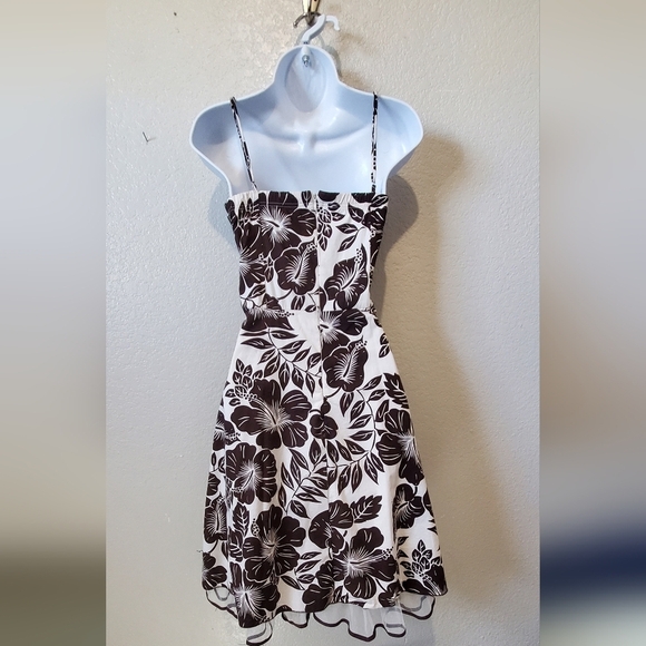 💚5/$25 Speechless Brown & Cream Floral Tropical Sweetheart Midi Dress Size 11 - Picture 6 of 7